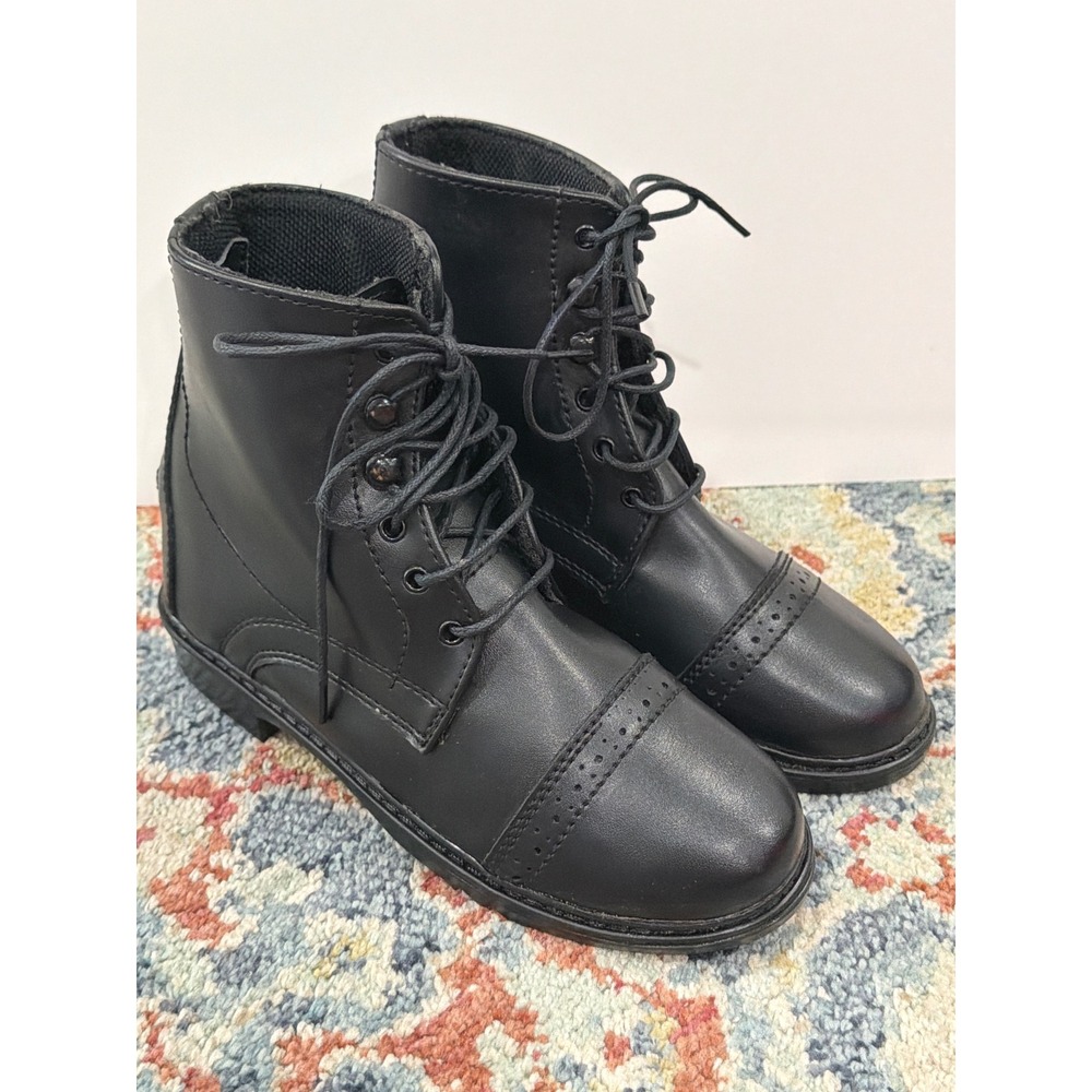 TuffRider Paddock Boots Youth 2 Black Lace Up Equestrian Horse Riding